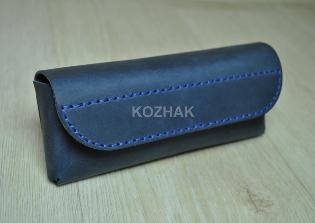 Футляр для сонцезахисних окулярів з темно-синьої шкіри