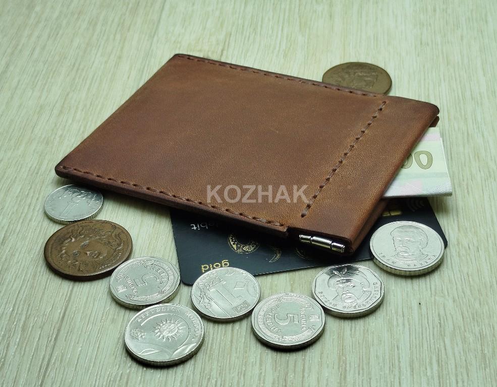 Монетница из натуральной кожи Crazy Horse коньячный