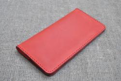 Кожаное портмоне ручной работы красного цвета