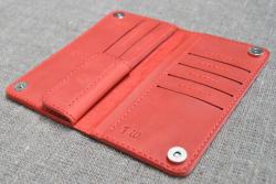 Красный кошелек двойного сложения ручной работы