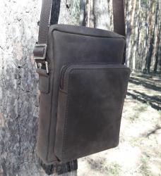 Темно-коричневая кожаная сумка ручной работы